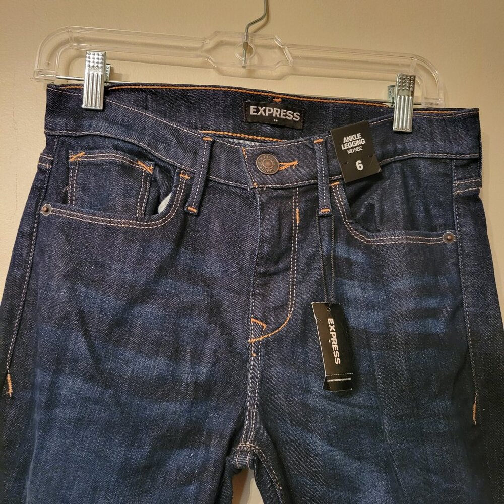Express Jeans Ankle Legging Dark Blue Denim 6 NWT - Picture 2 of 11